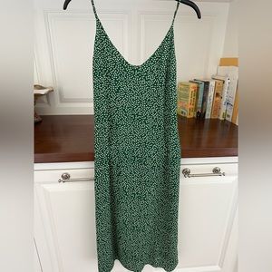 Green REFORMATION midi dress with white detail
